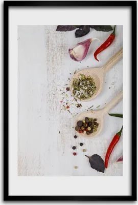 Produktbild von Bild - Bilderrahmen - 40 cm x 60 cm - MDF - Rahmen - Wandkunst - Gemüse und Gewürze