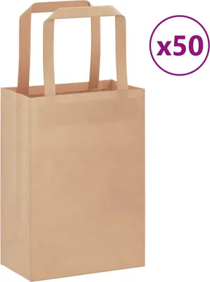 Image de Meubles Sacs en papier 50 pcs. avec anses Marron 15x8x21 cm - Sacs en papier 4101795