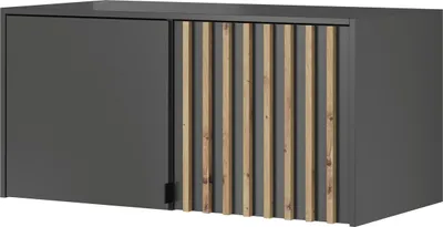 Produktbild von Furniture24 Aufsatz 2 Türiger Nelly 2D für Kleiderschrank 105 cm mit Lamellen Graphit/Artisan Eiche
