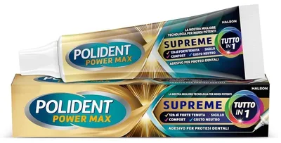 Immagine prodotto di Polident Power Max Supreme Tutto In 1 Crema Adesiva Protesi 70 G