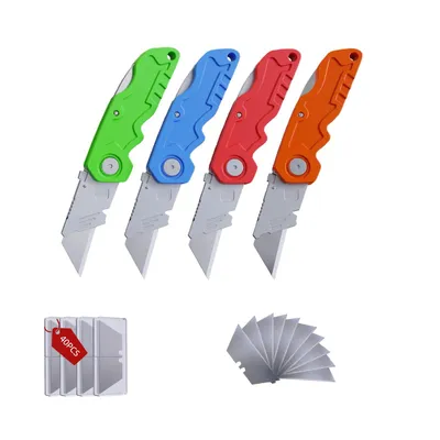 Produktbild von 4 tlg Faltbares Cuttermesser Teppichmesser Cuttermesser Extra Scharf mit 40 Ersatzklingen