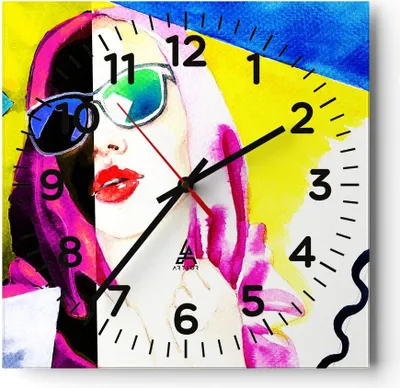 Produktbild von Wanduhr - Quadrat - Glasuhr - Frau Modell - 30x30cm - Schleichendes Uhrwerk - Lautlos - zum Aufhängen bereit - Dekoration Modern - Wanddekoration aus Glas - C4AC30x30-3958