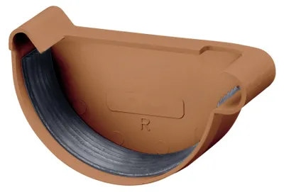 Produktbild von INEFA Dachrinnen Endstück halbrund, PVC NW100 / 100mm, rechts Braun Dachrinnenzubehör, einfache Steckmontage, Germany