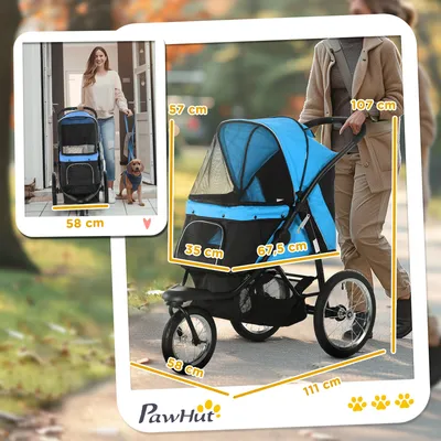 Obrázok produktu pre PawHut kočík pre psov s reflexnými prvkami, skladací kočík pre mačky a malé až stredne veľké psy