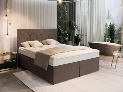Produktbild von Masseno Boxspringbett TRANI 180x200 cm Komplett-Set mit Bonell Matratze und Topper, Polsterbett mit Bettkästen -Braun, INARI 24