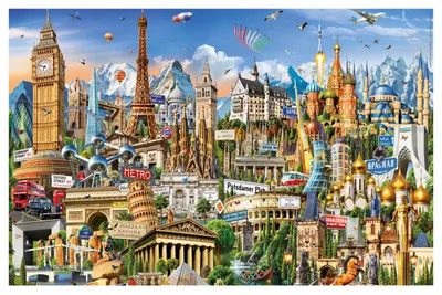 Produktbild von EDUCA Miniatur-Puzzle Symbole Europas 1000 dlks