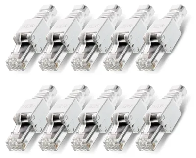 Produktbild von 10x Netzwerkstecker CAT6A RJ45 Werkzeuglose Montage CAT 7 / 6 / 5 Netzwerk Kabel