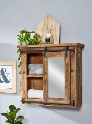Produktbild von Spiegelschrank 68x64cm 'Railroad' Mango & Eisen
