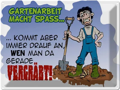 Produktbild von vianmo Blechschild 30x40 cm Gartenarbeit macht Spass Garten Spruch Zitat