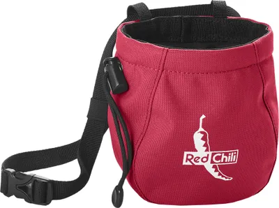Rote Chalkbag Kiddy von RedChili mit verstellbarem Gurt; ideal für Kletterer.