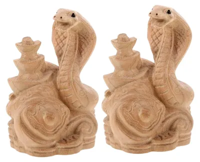 Produktbild von 2 Stück Holzschlangenfigur zur Dekoration für das Chinesische Neujahr