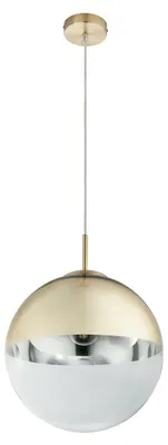 Produktbild von Kugel Hängelampe, Metall Glas, gold klar, D. 30 cm