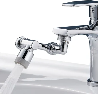 Produktbild von Badezimmer-Wasserhahnaufsatz, drehbare Wasserhahnverlängerung mit Wassersparer, 1440 schwenkbare Strahlregler