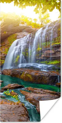 Produktbild von MuchoWow® Poster Natur - Wasserfall - Pflanzen - Bäume - Sonne 20x40 cm - Plakat - Foto