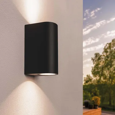 Produktbild von Ledvion Wandlampe IP54 35W Ohne GU10 Leuchtmittel schwarz dimmbar 220-240V