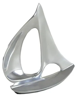 Produktbild von Dekofigur Aluminium silber poliert Skulptur Boot modern Figur Deko