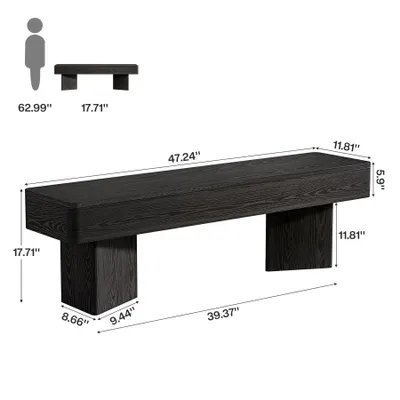Produktbild von Tribesigns Flurbank 120 cm Schwarz mit Prismengestell | Modernes Design, Für Eingangsbereich, Holzwerkstoff, Einfache Montage, Für Schlafzimmer