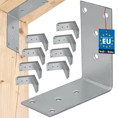 Produktbild von KOTARBAU® 100er Set Winkelverbinder Schwerlastwinkel 80x80x40mm verzinkter Stahl Winkel Stahlwinkel Stabil Langlebig Balkenverbinder Silber