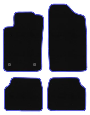 Produktbild von Velours-Fußmatten für Peugeot 405 1987-1996 (Limousine/Kombi) – 4-tlg, Schwarz/Blau, passgenau – Wielganizator CARLUX
