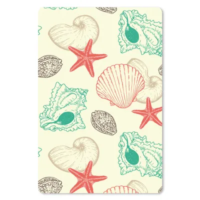 Produktbild von MuchoWow® Mauspad Mousepad Muscheln - Seestern - Strand - Vintage - Muster 40x60 cm - Mousepads - Maus Mat - Pad - Mausunterlage - Schreibtisch Accesoire