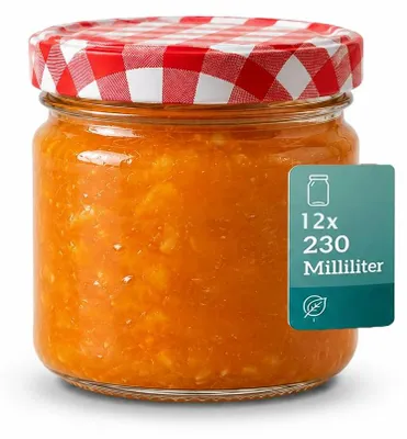 Obrázok produktu pre Sklenené nádoby s uzáverom na skrutku, objem 230 ml, 12 kusov, vhodné na konzervovanie