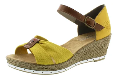 Produktbild von Rieker 60467-69 Damen Sandalen Sandaletten Keilabsatz, Größe:42 EU, Farbe:Gelb