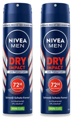 Obrázek produktu pro 2 x NIVEA MEN Dry Impact deodorant ve spreji - 150 ml - výhodná balení - 2 kusy