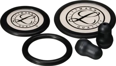 Zdjęcie produktu dla Littmann zestaw części zamiennych do stetoskopu, regulowane membrany dorosły/dziecięcy, końcówki douszne, pierścień ochronny, czarny
