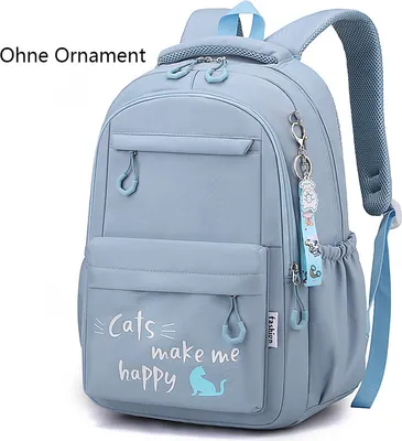 Produktbild von Kawaii Rucksack für Mädchen Schultaschen Jugendliche College Student Portabilität Umhängetasche Ohne Ornament, blau