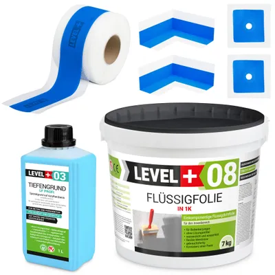 Produktbild von Dicht Set für Badabdichtung Dusche Tiefgrund Dichtband Flüssigfolie 7kg SET302