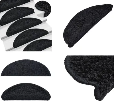 Produktbild von vidaXL Treppenmatten 15 Stk. Schwarz 65x21x4 cm - Treppenmatte - Treppenmatten - Stufenmatte - Stufenmatten