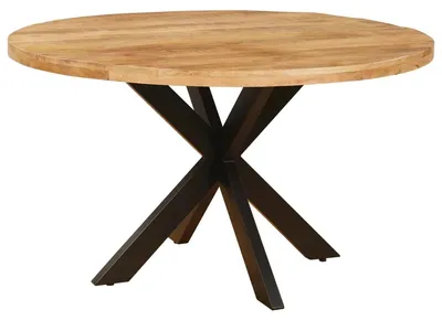Produktbild von Dorrio Esstisch rund 120 cm Mangoholz massiv Natur mit Spinnenfuß