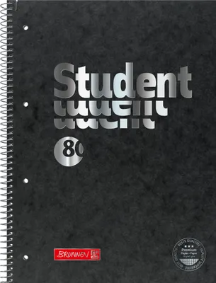 Obrázok produktu pre BRUNNEN 106782890 Collegeblock Premium Student FACT! plus A4 štvorček, s okrajovou linkou vnútri aj vonku, Lin. 28 Titulná strana: čierna