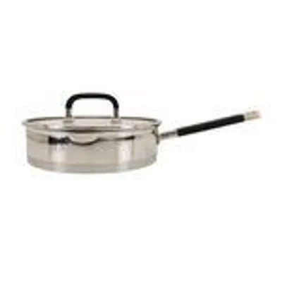 Produktbild von Almina Edelstahl Bratpfanne mit Glasdeckel – 24 cm, 2,6 Liter, Induktionsgeeignet