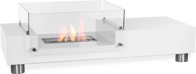 Produktbild von Moritz Ethanol Kamin Standkamin I Tisch Kamin I 35 x 112 x 50 cm weiß I 1,5 Liter Brenner I Bioethanol Kamin I  Ethanol Kaminofen Indoor Outdoor I Innen Außen I Bioethanol Brenner I Brennertopf