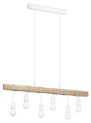 Immagine prodotto di Lampadario A Sospensione Townshend Acciaio Legno 6 Luci E27 Ip20
