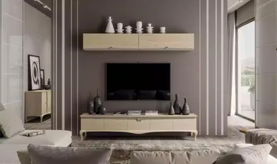 Produktbild von Tv Ständer Wandregal Holztisch Wandregal Beige Klassisch Design