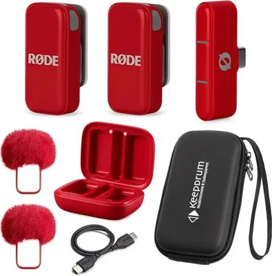 Zdjęcie produktu dla Bezprzewodowy system mikrofonowy Rode Wireless Micro USB-C Red z miękkim etui