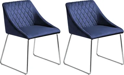 Produktbild von BELIANI Stuhl 2er Set Dunkelblau Polsterbezug Retro-Design