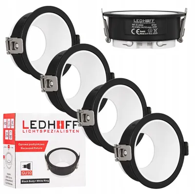 Produktbild von Ledhoff Einbauleuchten Spot GU10 Schwarz Weiß 4er Set