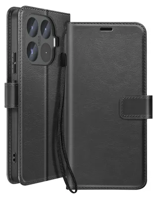 Produktbild von Mayaxess, Geldbörsen Hülle für Xiaomi 17T mit Handschlaufe und Standfunktion, Schwarz