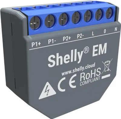 Immagine prodotto di Shelly EM - Relais - WLAN Stromzähler - Ohne Klemmen - Messfunktion bis 2x 120A