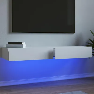 Image de vidaXL Armoires TV avec lampes LED 2 pcs. Blanc 60x35x15,5 cm