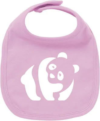 Produktbild von Huuraa Unisex Babylatz Panda Silhouette Geschenk Babypink  Baumwolle Panda Mitbringsel