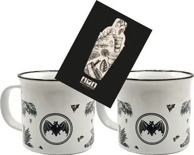 Produktbild von Bacardi 2er Set Tasse Becher Glas Weiß mit Griff und schwarzem Druck