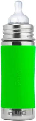 Produktbild von Purakiki Babyflasche 300 ml mit Silikon-Sleeve grün