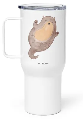 Produktbild von Mr. & Mrs. Panda Kaffee-to-go-Becher Otter Umarmen - Weiß - Geschenk, Teetasse, Thermobecher, Trinkgefäß, gut Gelaunt, glücklich, thermosbecher, Edelstahlbecher, Hallo