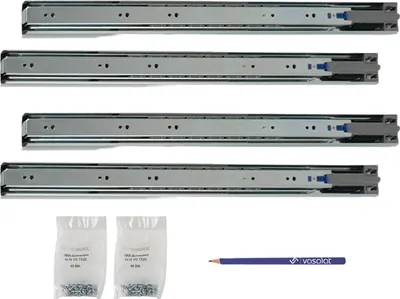 Produktbild von Schubladenschienen 500mm softclose Kugelführung - Vollauszug mit integrierter Dämpfung, 32-Systemlochung - 2 Paar