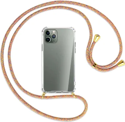 Produktbild von Handykette Backcover-Schutzhülle mit Band (Metall goldfarben) für Apple iPhone 11 Pro - Rainbow