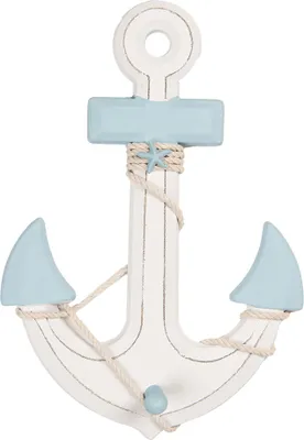Immagine prodotto di Decorazione Clayre & Eef Ancora 22x5x33 cm Bianco Blu MDF